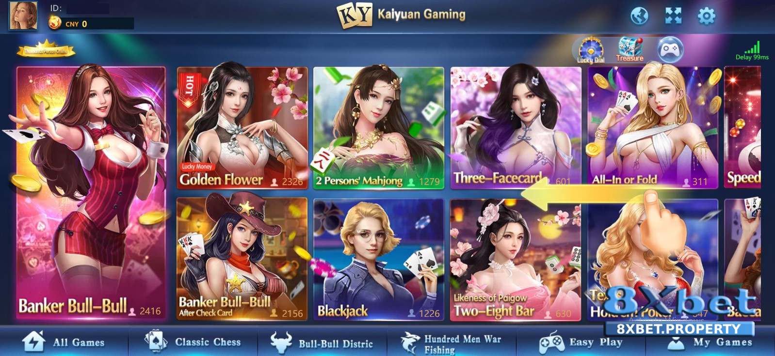 Sảnh game bài KY 8xbet